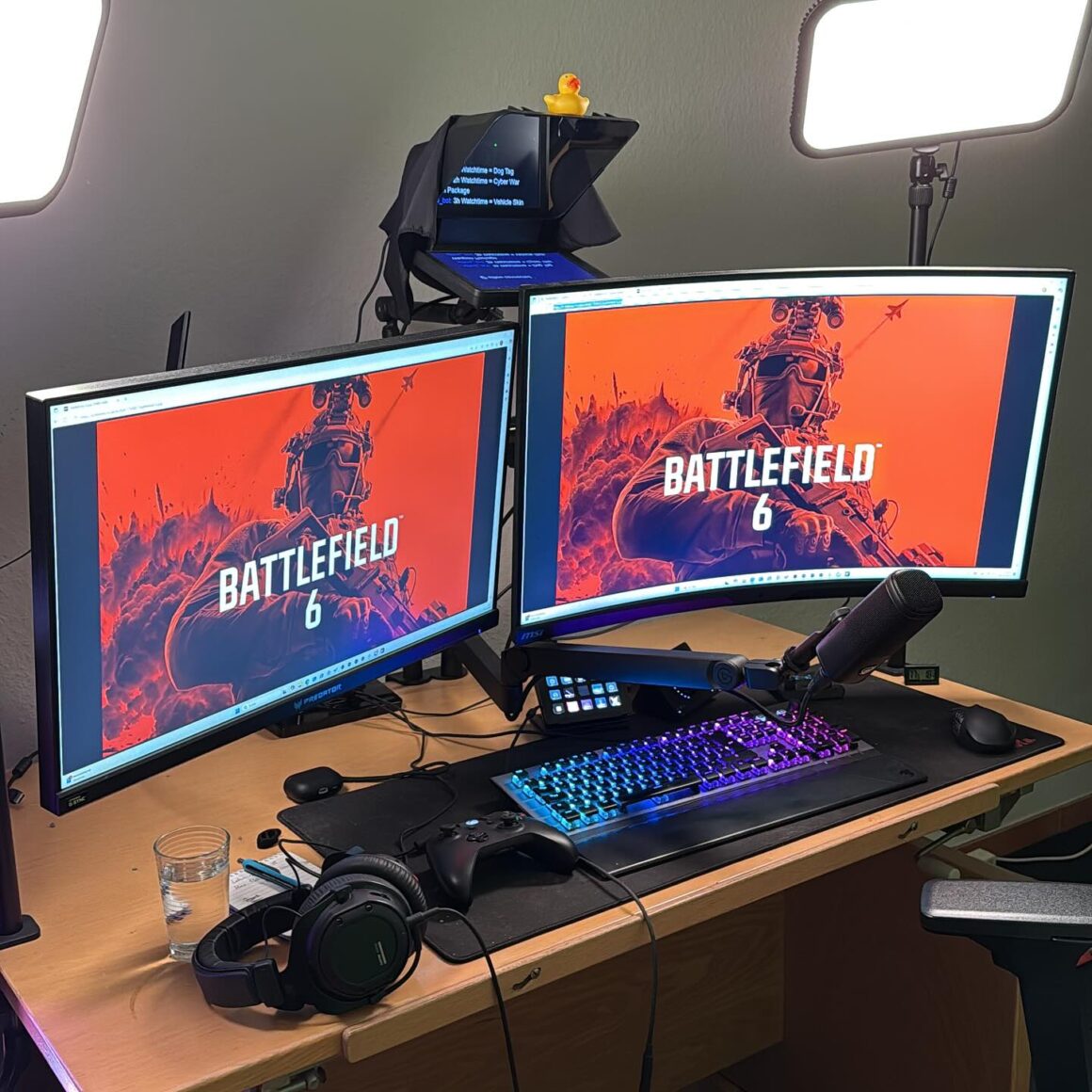 Vier Monate Streamer – mein kritischer Erfahrungsbericht bis Oktober 2025 1 STFlow TV Streaming Setup mit Keylights und neuem Mikrofon.