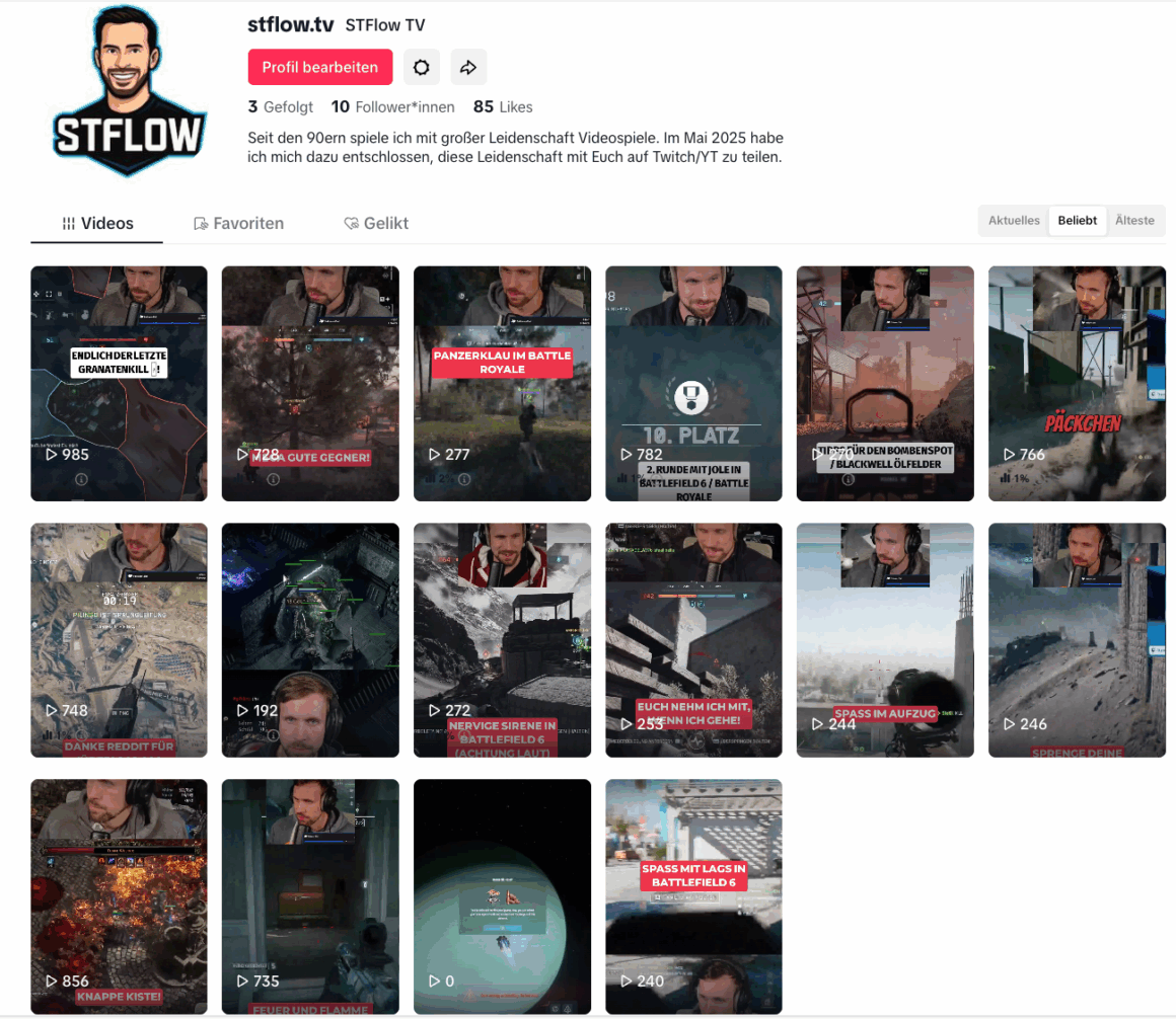 Erfahrungsbericht: Nexus Clips mit YouTube Shorts und TikTok 3 Aufrufe und Statistiken zu meinen TikTok Shorts