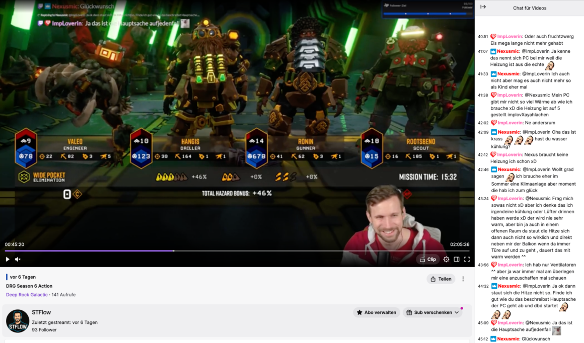Streamer Erfahrungsbericht nach 8 Monaten (Februar 2026): Zahlen, Learnings & Zeitaufwand 1 STFlow streamt auf Twitch Deep Rock Galactic. For Rock and Stone!