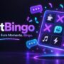 ChatBingo – Dein Stream. Eure Momente. Bingo. Illustration einer Bingo-Karte mit Stream-Symbolen in Violett und Cyan.