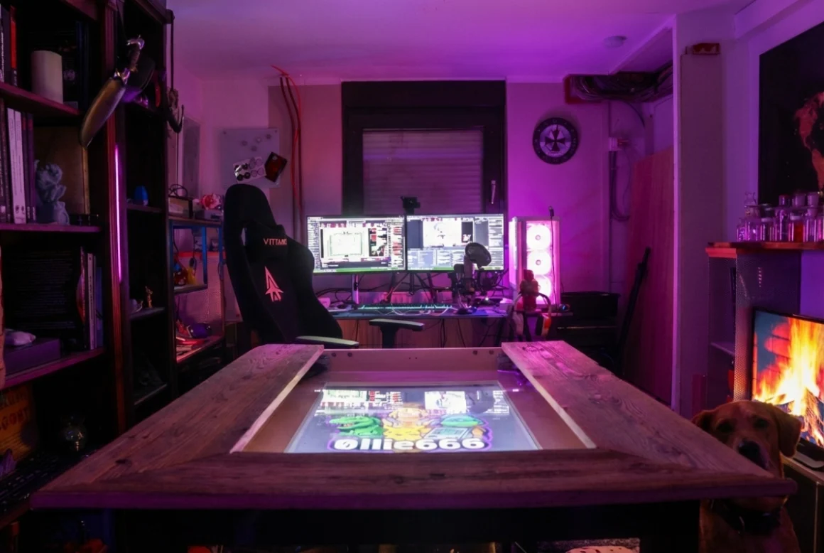 0llie666, Friends of Flow, Retro Gaming, Twitch, LAN-Party, Streamer Interview, Community, Insert Heart 12 0llie666 RetroBunker Keller TischMitDisplay